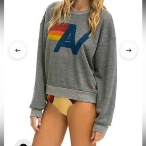 Aviator Nation LOGO RELAXED CREW SWEATSHIRT - HEATHER XS NWOT